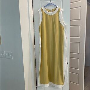 Elegant Yellow and White Sleeveless Dress & Short set
